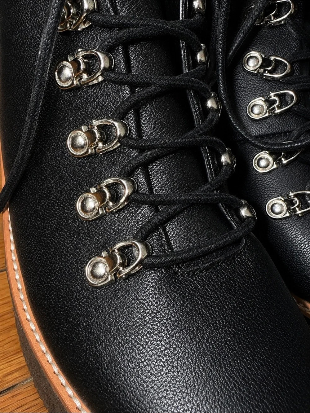 Jeffrey Campbell Free People Viajar Wedge Hiker Boots Black 9.5